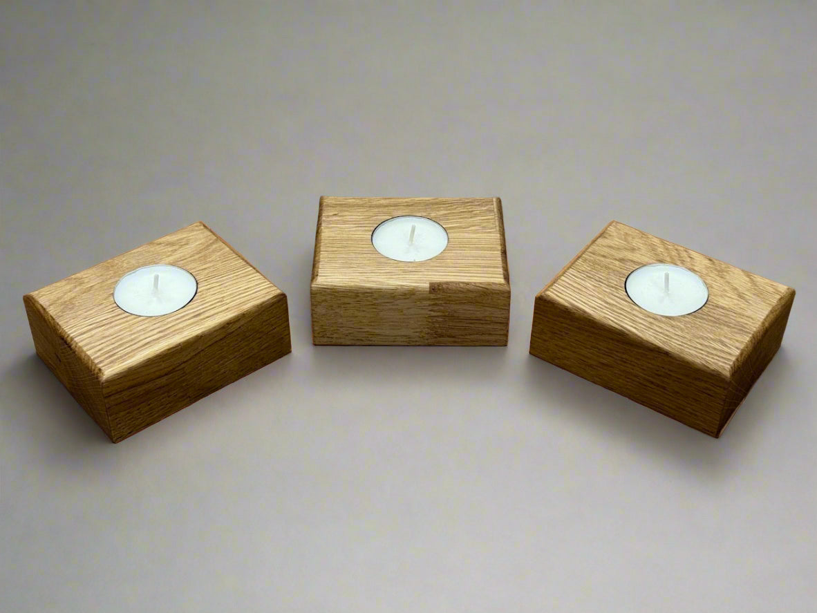 Handmade Wooden Solid Oak Chucky Candle Holders for Tea-lights Centerpiece