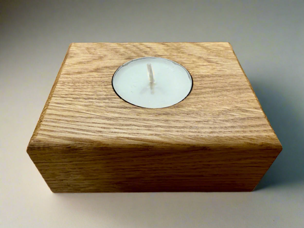Handmade Wooden Solid Oak Chucky Candle Holders for Tea-lights Centerpiece