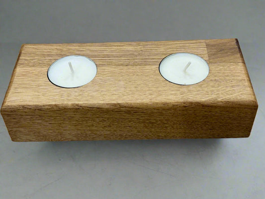 Handmade Wooden Solid Oak Chucky Candle Holders for Tea-lights Centerpiece