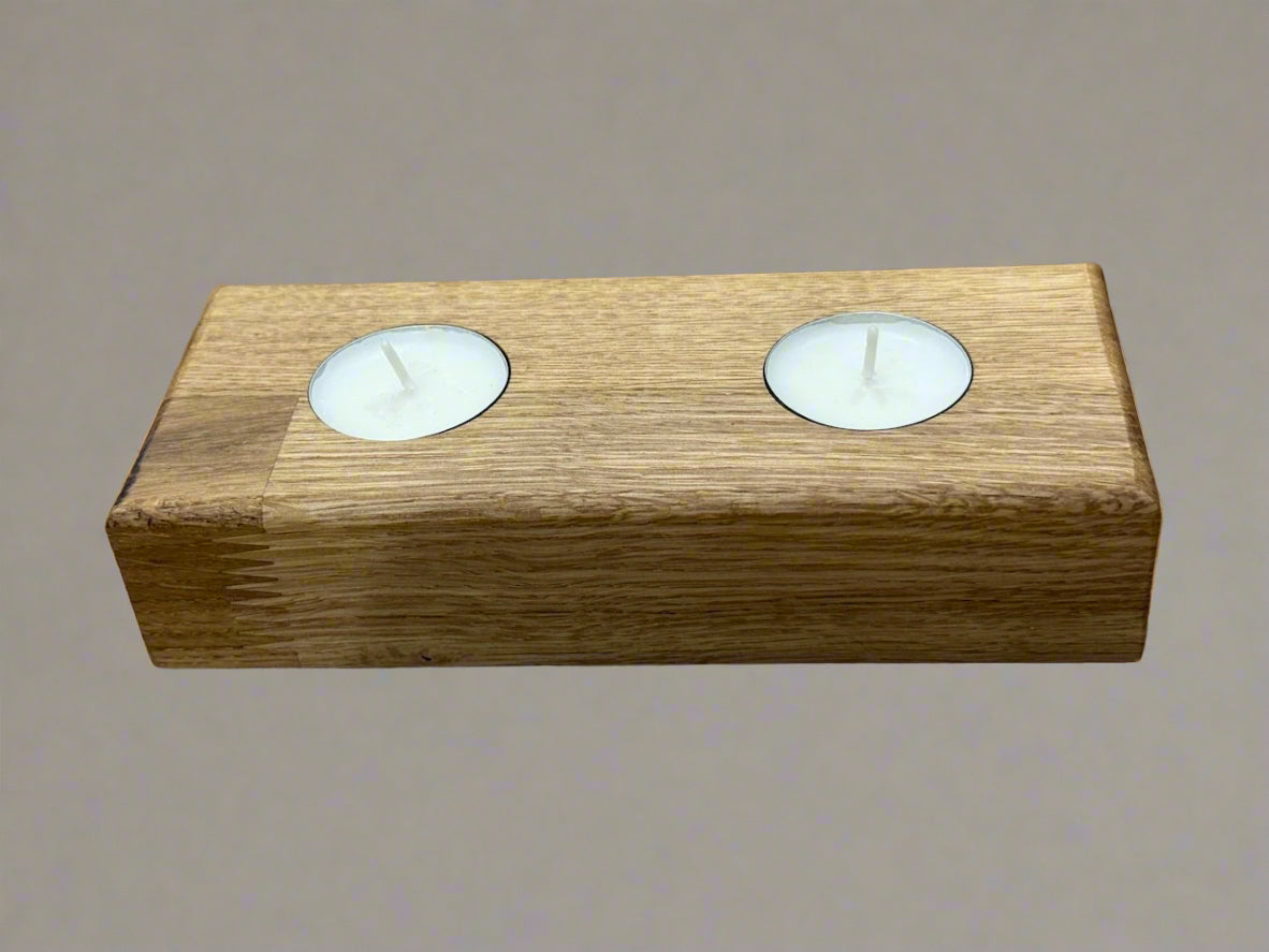 Handmade Wooden Solid Oak Chucky Candle Holders for Tea-lights Centerpiece