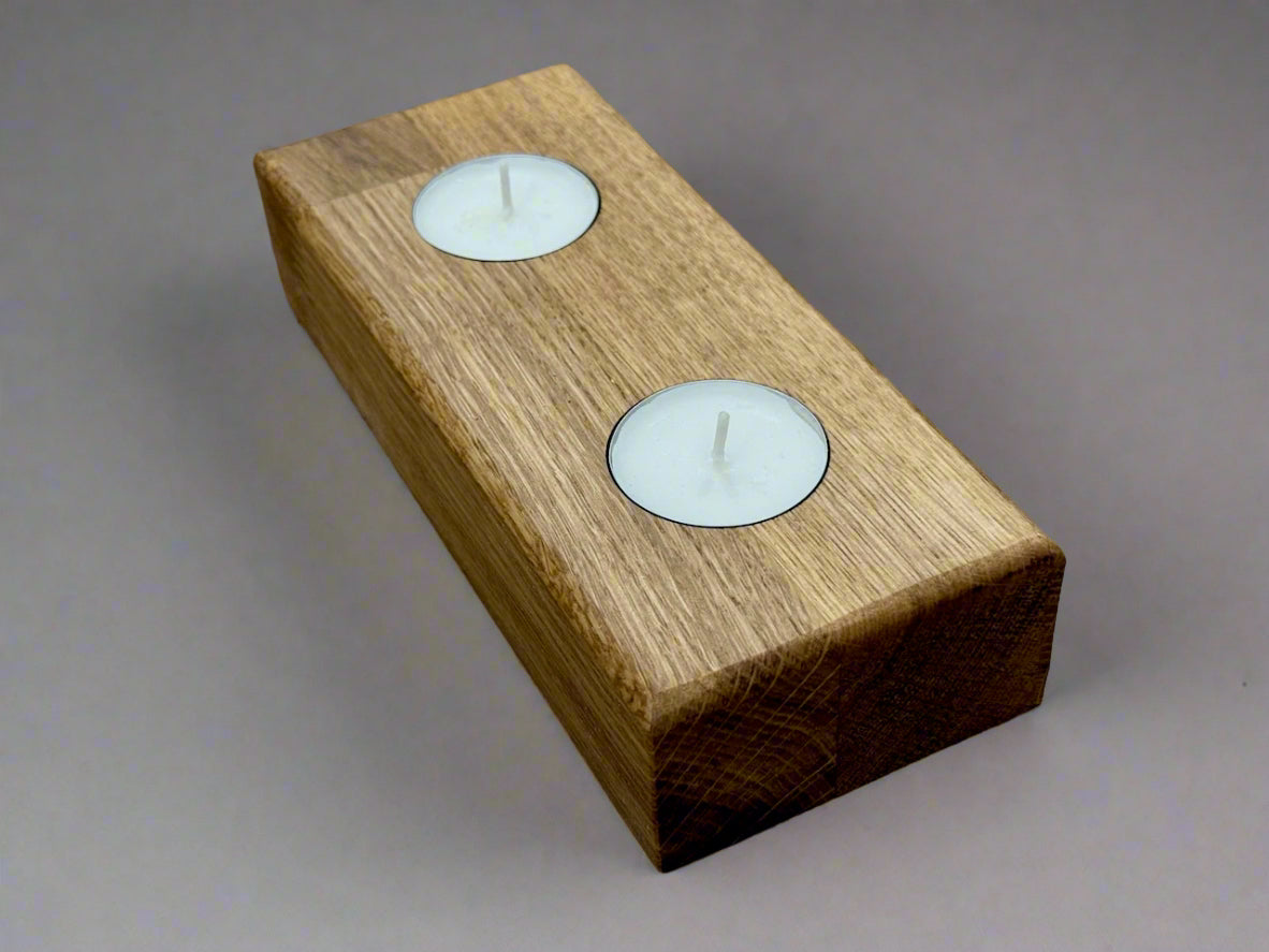 Handmade Wooden Solid Oak Chucky Candle Holders for Tea-lights Centerpiece