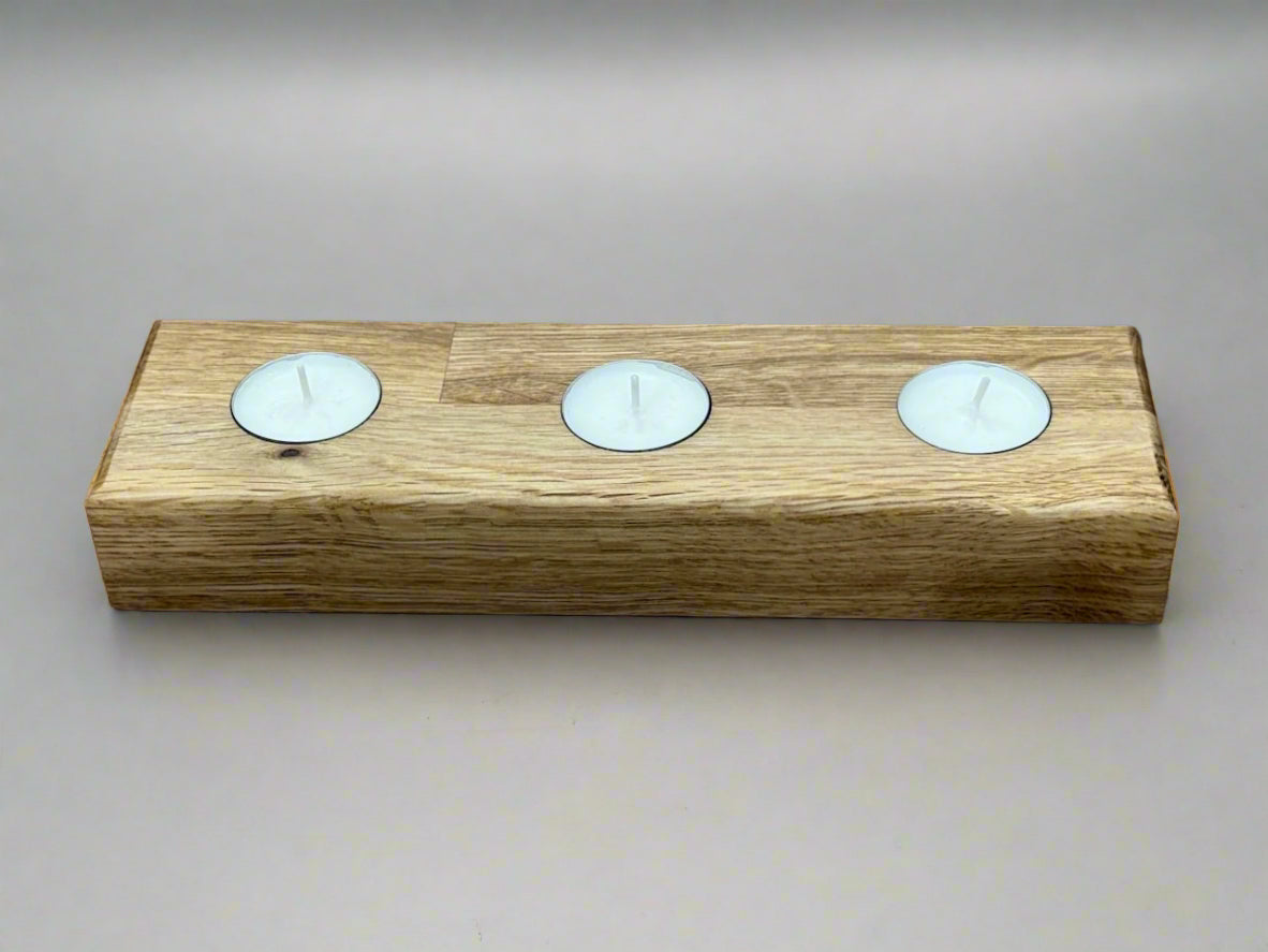 Handmade Wooden Solid Oak Chucky Candle Holders for Tea-lights Centerpiece