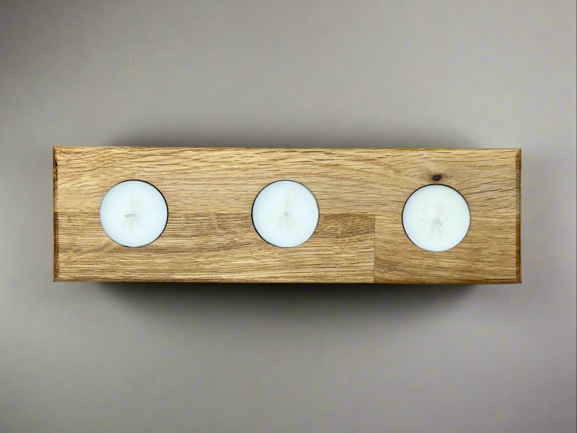 Handmade Wooden Solid Oak Chucky Candle Holders for Tea-lights Centerpiece