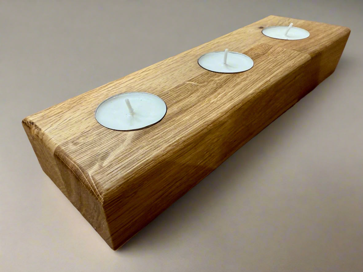 Handmade Wooden Solid Oak Chucky Candle Holders for Tea-lights Centerpiece