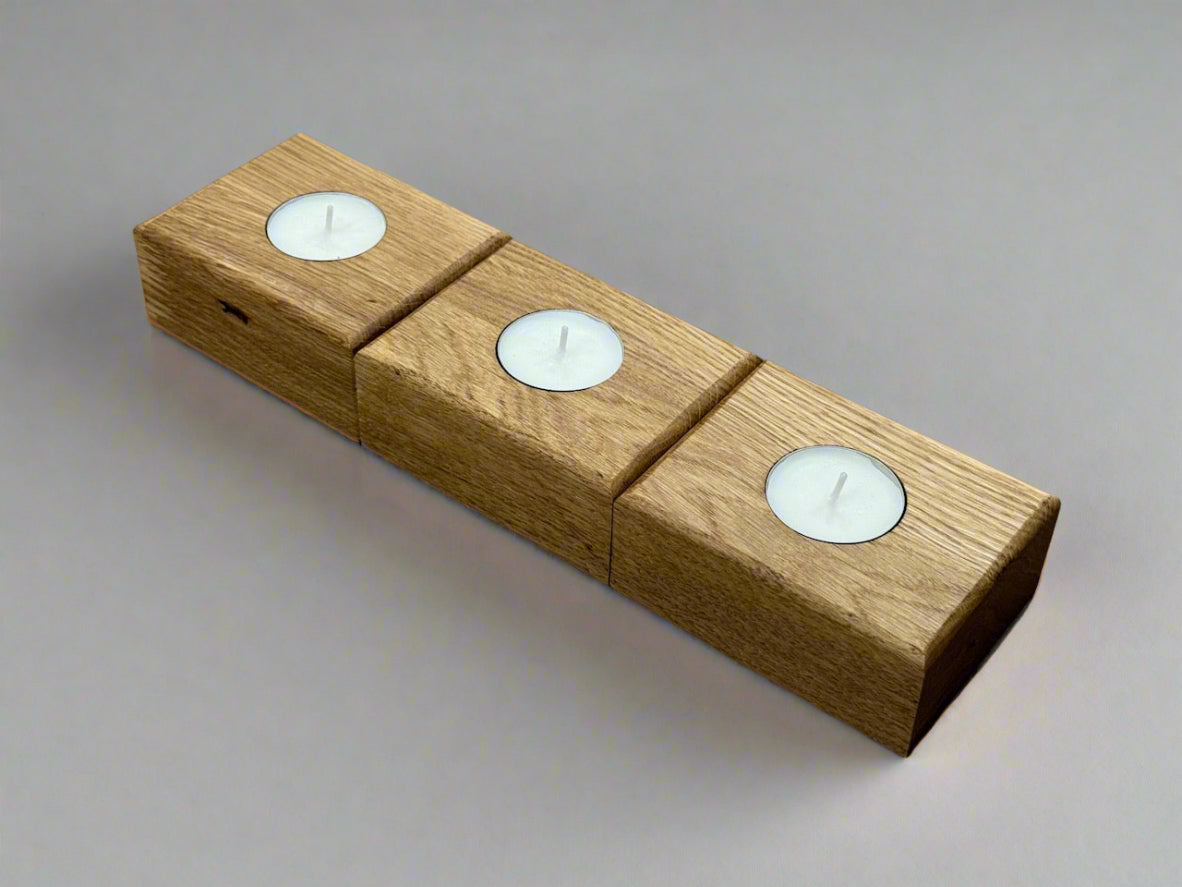 Handmade Wooden Solid Oak Chucky Candle Holders for Tea-lights Centerpiece