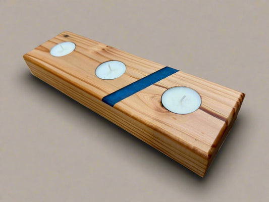 Handmade Resin Wooden Solid Chucky Candle Holders for 3x Tea lights Centrepiece