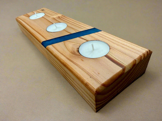 Handmade Resin Wooden Solid Chucky Candle Holders for 3x Tea lights Centrepiece