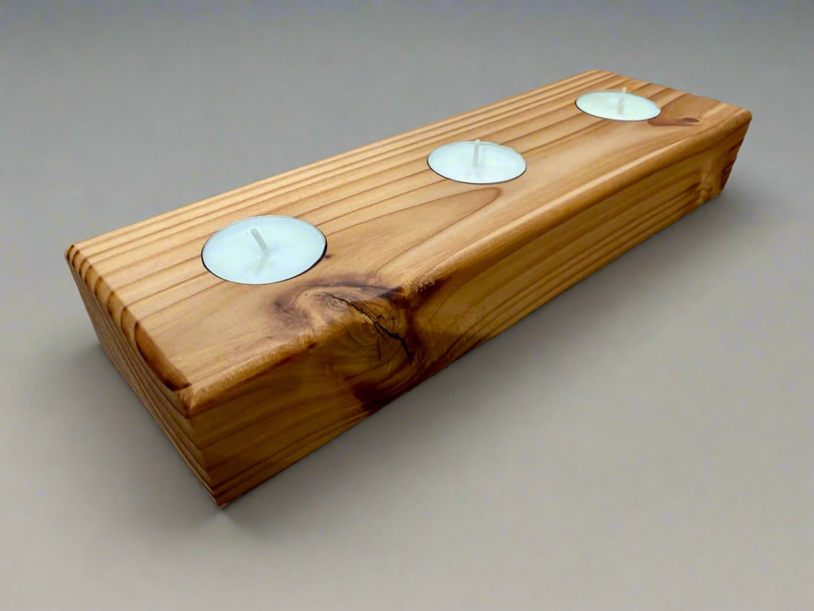 Handmade Wooden Solid Chucky Candle Holders for 3x Tea lights Centrepiece