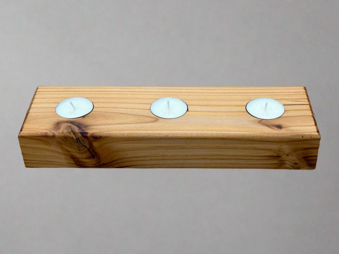 Handmade Wooden Solid Chucky Candle Holders for 3x Tea lights Centrepiece