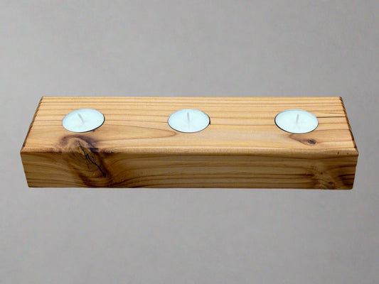 Handmade Wooden Solid Chucky Candle Holders for 3x Tea lights Centrepiece