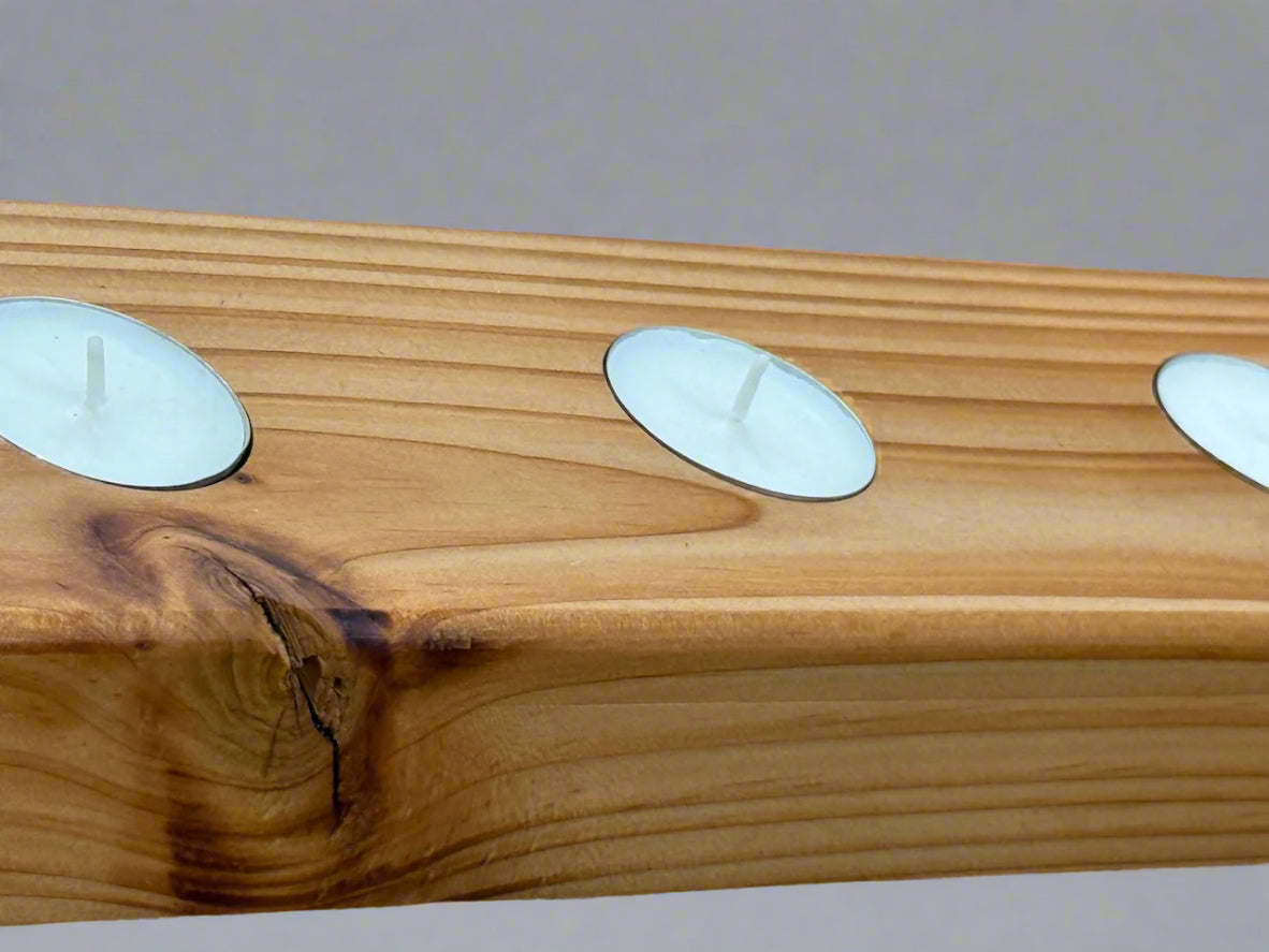 Handmade Wooden Solid Chucky Candle Holders for 3x Tea lights Centrepiece