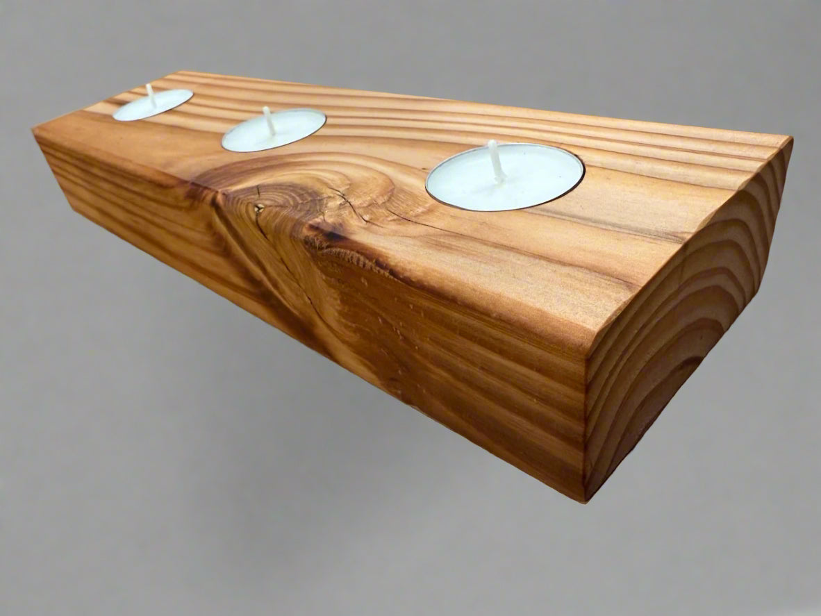 Handmade Wooden Solid Chucky Candle Holders for 3x Tea lights Centrepiece