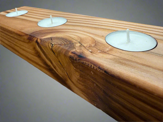 Handmade Wooden Solid Chucky Candle Holders for 3x Tea lights Centrepiece