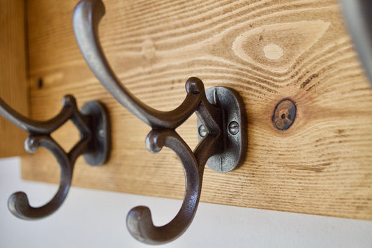 Farmhouse Coat / Hat Rack with 4 Antique Addison Hooks And Shelf