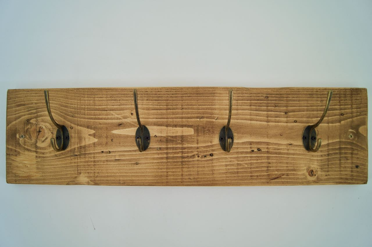 Entrance Hallway Coat Rack / Hat Rack - 4 Rustic Metal Hooks
