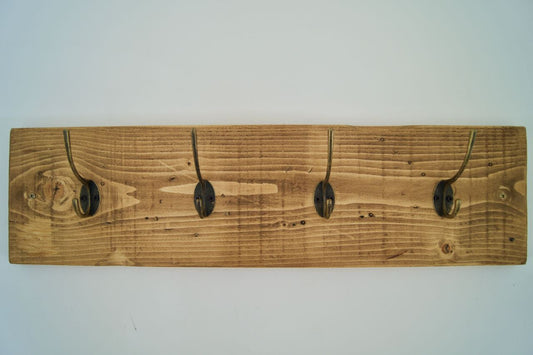 Entrance Hallway Coat Rack / Hat Rack - 4 Rustic Metal Hooks