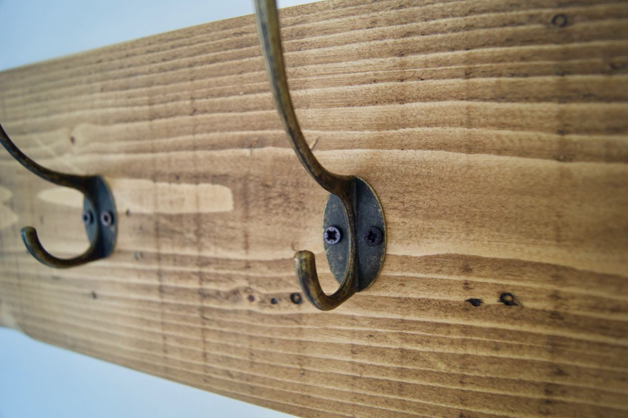 Entrance Hallway Coat Rack / Hat Rack - 4 Rustic Metal Hooks