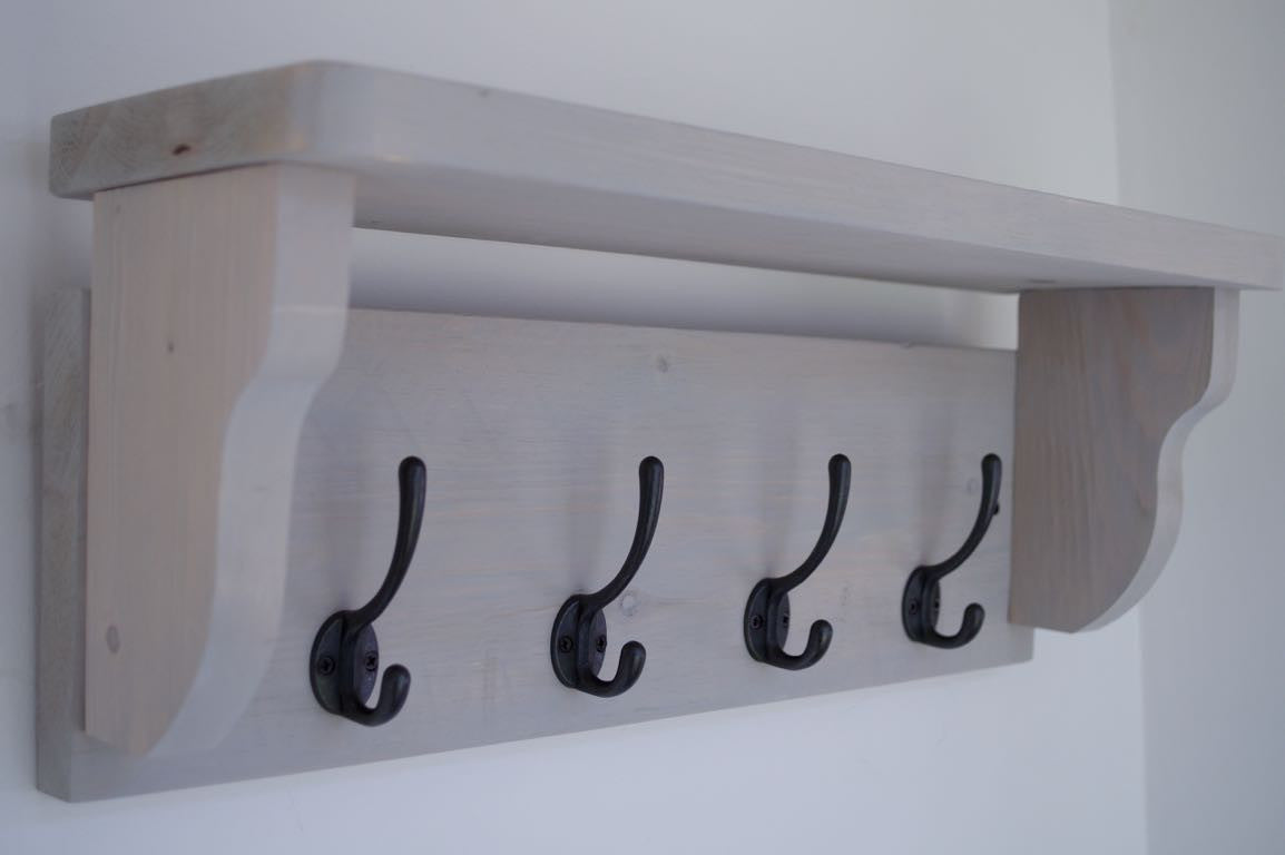 LHS image of Paris Grey 4 hook coat rack