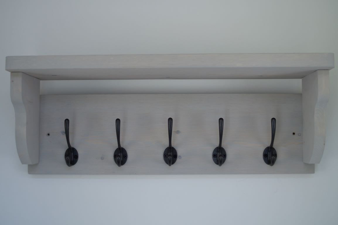 Front facing view of Paris Grey 5 hook coat rack