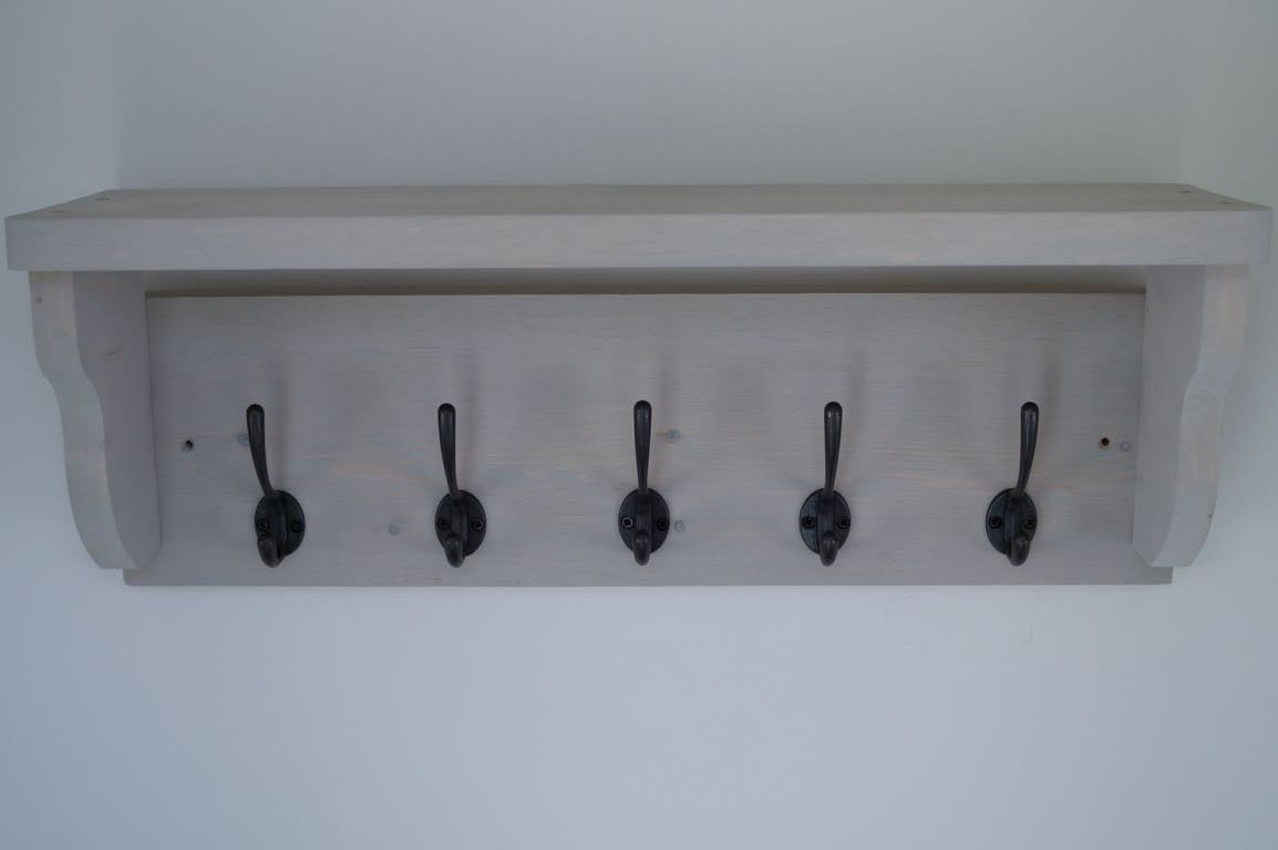 Tilted Front facing view of Paris Grey 5 hook coat rack