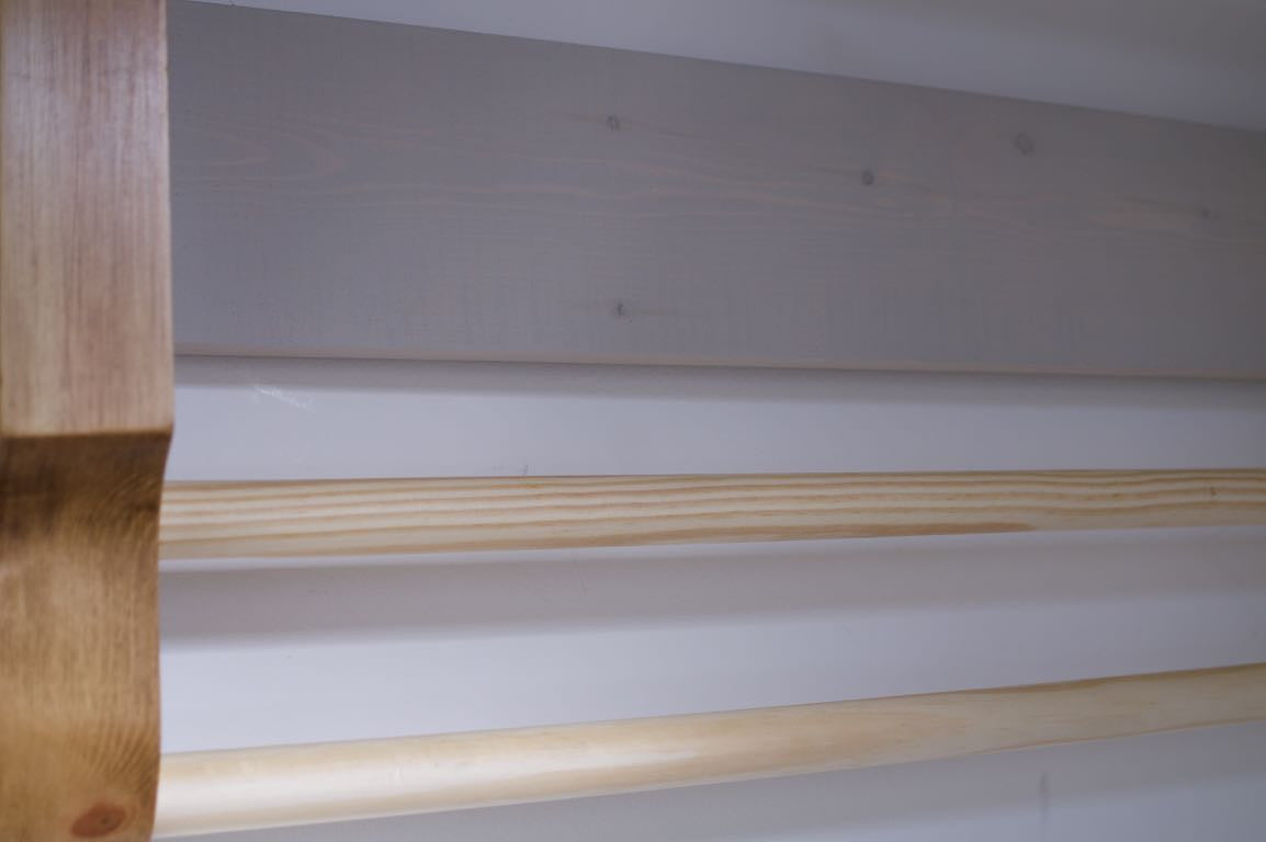 Rustic Wooden Towel Rail With Shelf & Annie Sloan Back