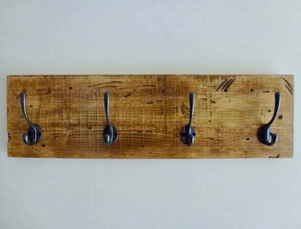 Entrance Hallway Coat Rack / Hat Rack - 4 Cast Iron Hooks