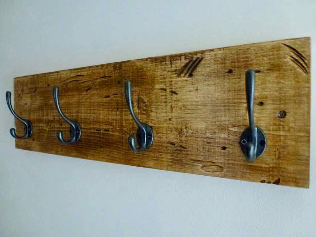 Entrance Hallway Coat Rack / Hat Rack - 4 Cast Iron Hooks