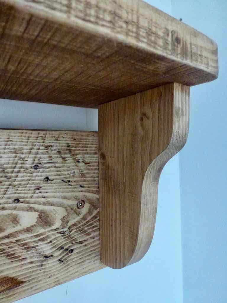 Rustic Hat / Coat Rack Complete With Shelf and 3 ceramic hooks