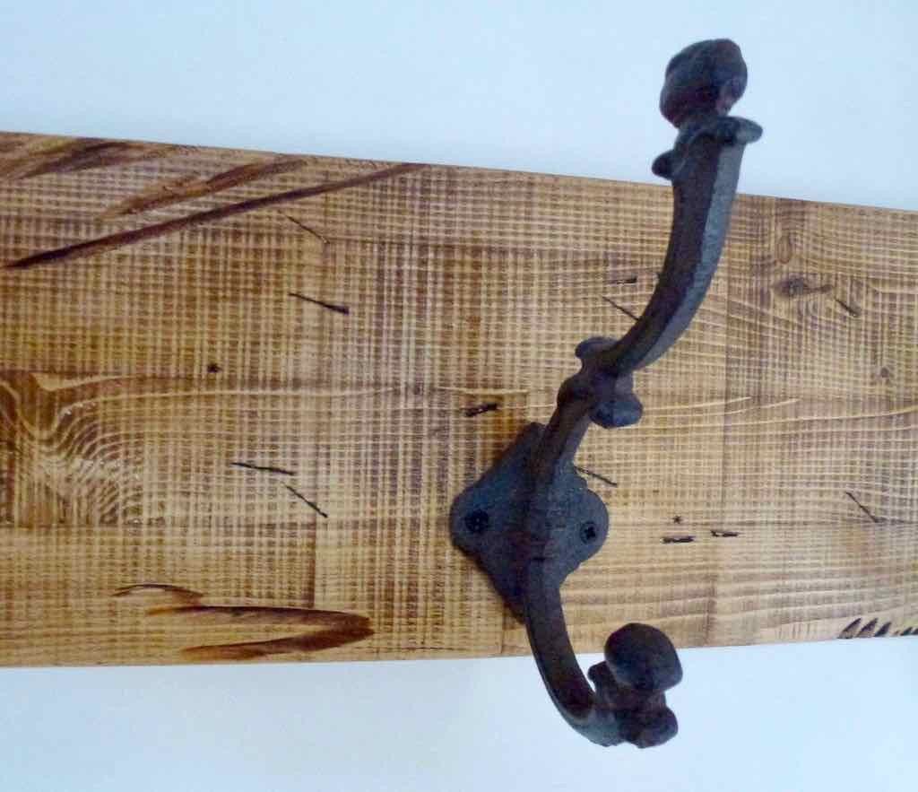 Entrance Hallway Coat Rack / Hat Rack - 3 Heavy Rustic Hangers