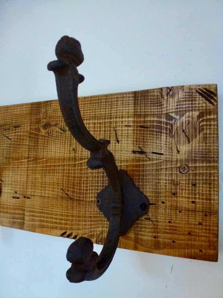 Entrance Hallway Coat Rack / Hat Rack - 3 Heavy Rustic Hangers