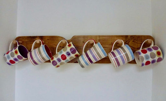 Rustic Mug / Cup Rack 6 Pegs