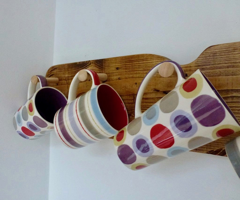 Rustic Mug / Cup Rack 6 Pegs