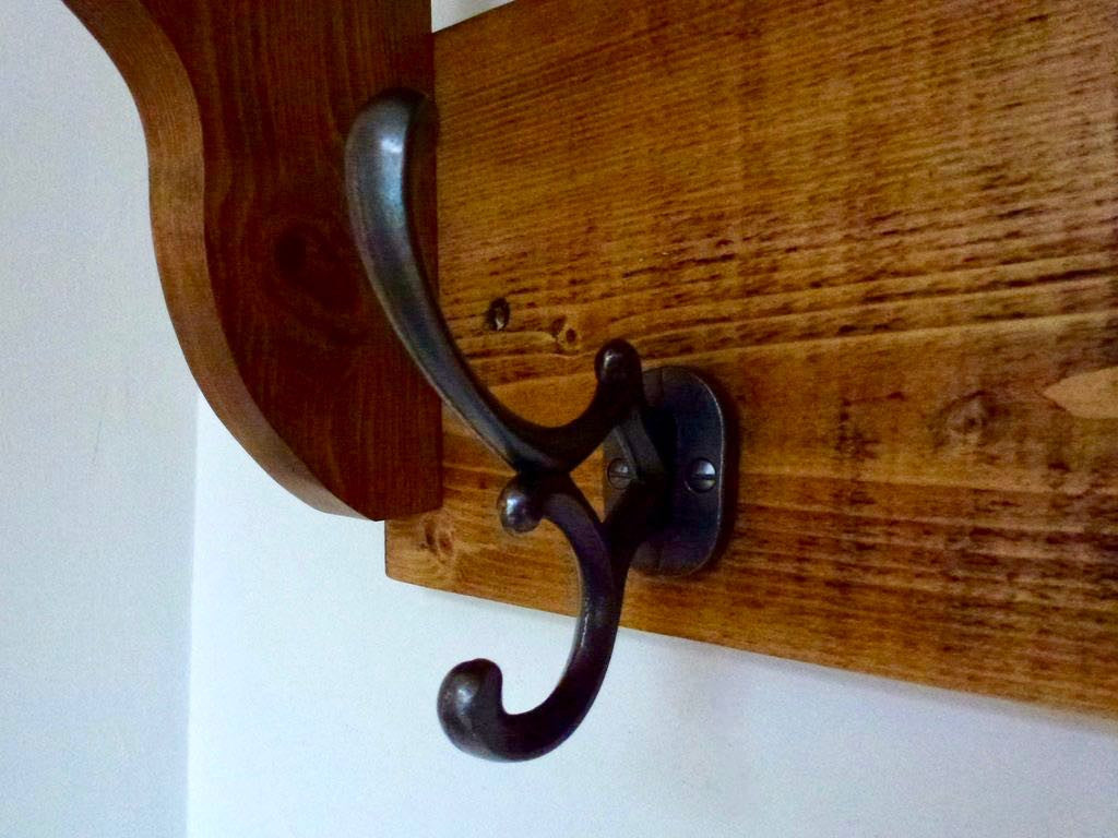Coat / Hat Rack with 4 Antique Addison Hooks And Shelf
