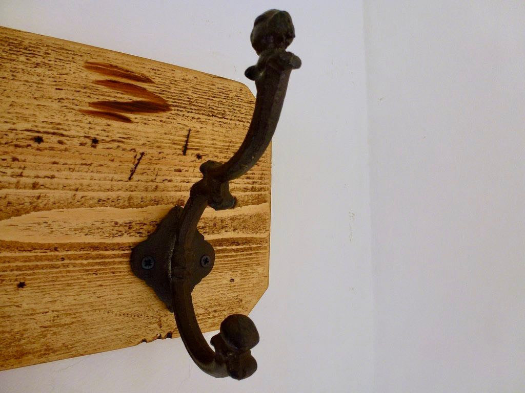 Entrance Hallway Coat Rack / Hat Rack - 4 Heavy Rustic Hangers