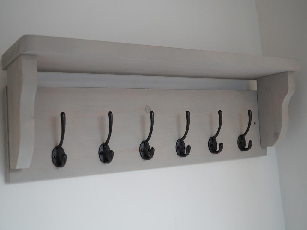 LHS image of Paris Grey 6 hook coat rack close