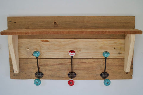 Reclaimed Pallet Shabby Chic Natural Coat Rack With Shelf