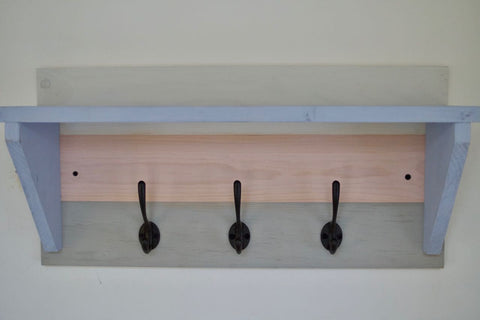 Annie Sloan Hat / Coat Rack Complete With Shelf and 3 Cast Iron Hooks