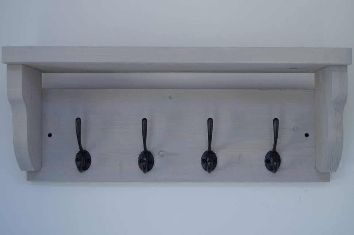 Close up overall view of Paris Grey Coat Rack 4 hooks