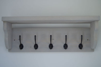 Front facing view of Paris Grey 5 hook coat rack