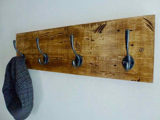 Entrance Hallway Coat Rack / Hat Rack - 4 Cast Iron Hooks