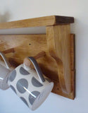 Rustic Mug / Cup Rack With Shelf & 4 Pegs