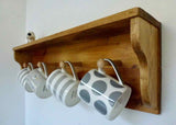Rustic Mug / Cup Rack With Shelf & 4 Pegs