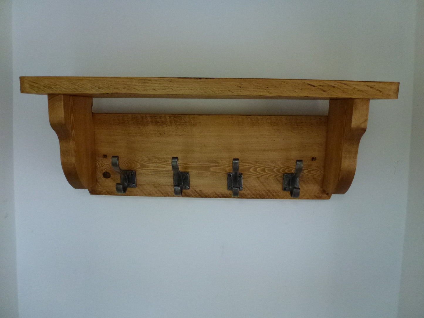 Coat / Hat Rack with 4 Square Base Antique Hooks And Shelf