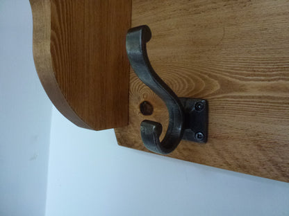 Coat / Hat Rack with 4 Square Base Antique Hooks And Shelf