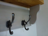 Rustic Hat / Coat Rack Complete With Shelf and 4 Antique Cast Iron Hooks