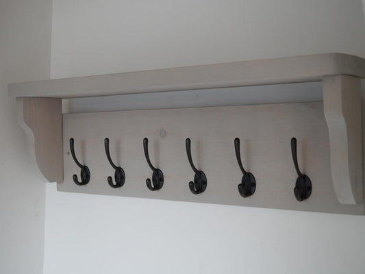 RHS view of Paris Grey 6 hook coat rack