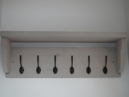 Front image of Paris Grey 6 hook coat rack Shabby Chic